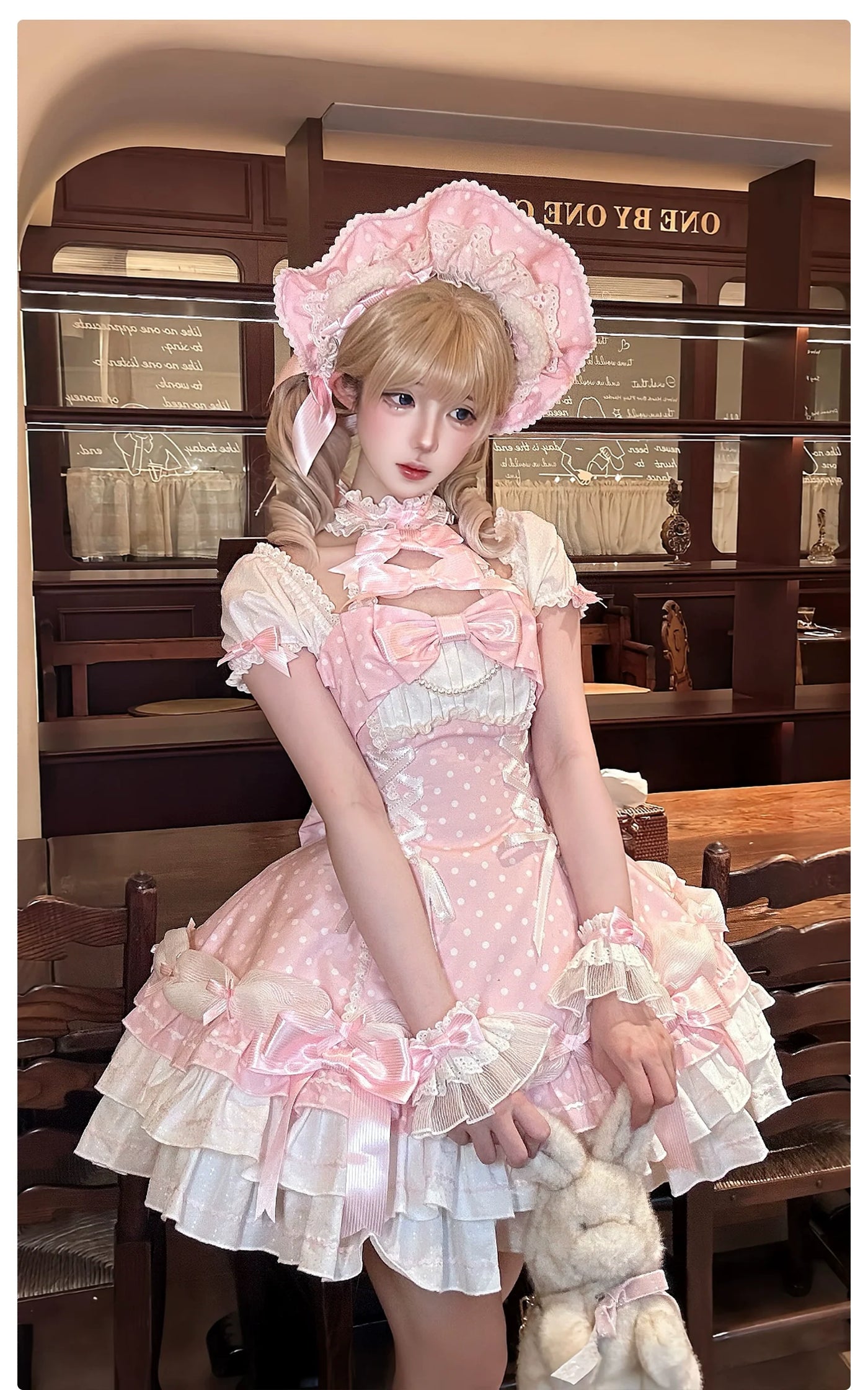 Alice Girl - Old School Lolita Halter Neck OP - Dress, Polka Dot Accent OP Dress