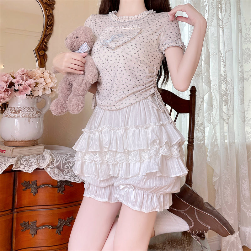 Sugar Girl - Cotton Sweet Lolita Bloomers - Tiered Ruffle Neckwear