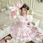 (Pink complete set) Hand sleeves + sash + mini top hat + dress / S