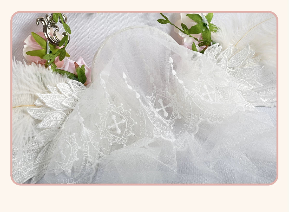 Stardust Rose - Angel Rose Crown - White Rose Crown with Wing Details