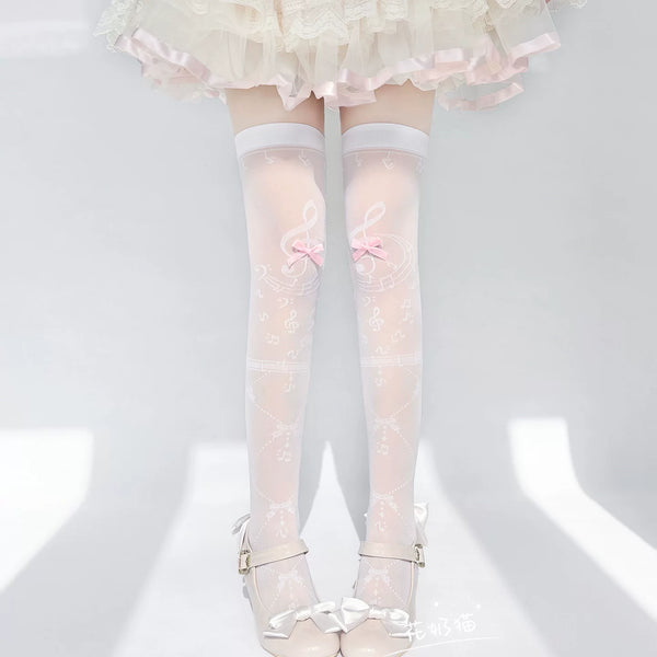 Musical Note Thigh-High Socks Lolita accessory product view