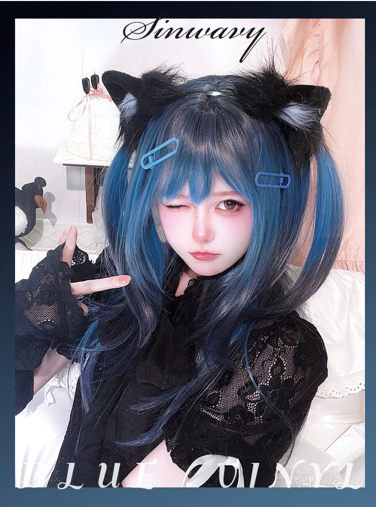Sinwavy black-blue gradient Y2K wig - view 4