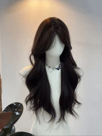 Kunkun Fish - Ballet Dance - French retro long wave wig - Black tea + wig cap