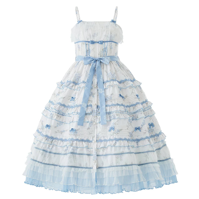 Lolita - Hua Fei Hua - Forget-Me-Not Blue Classic Lolita JSK
