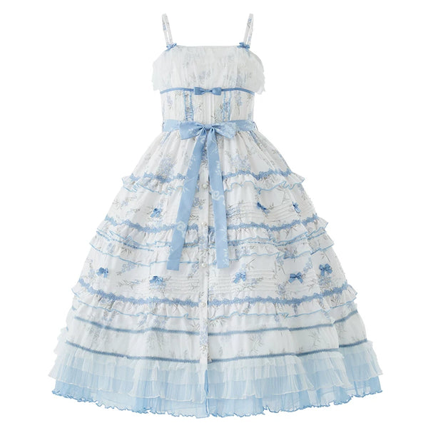 Lolita - Hua Fei Hua - Forget-Me-Not Blue Classic Lolita JSK