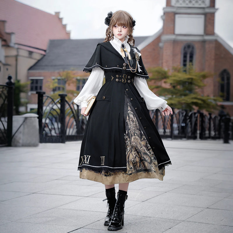 Unknown Star Letter - Time Dragon Aria - Classic Lolita One-Piece Dress with Cape
