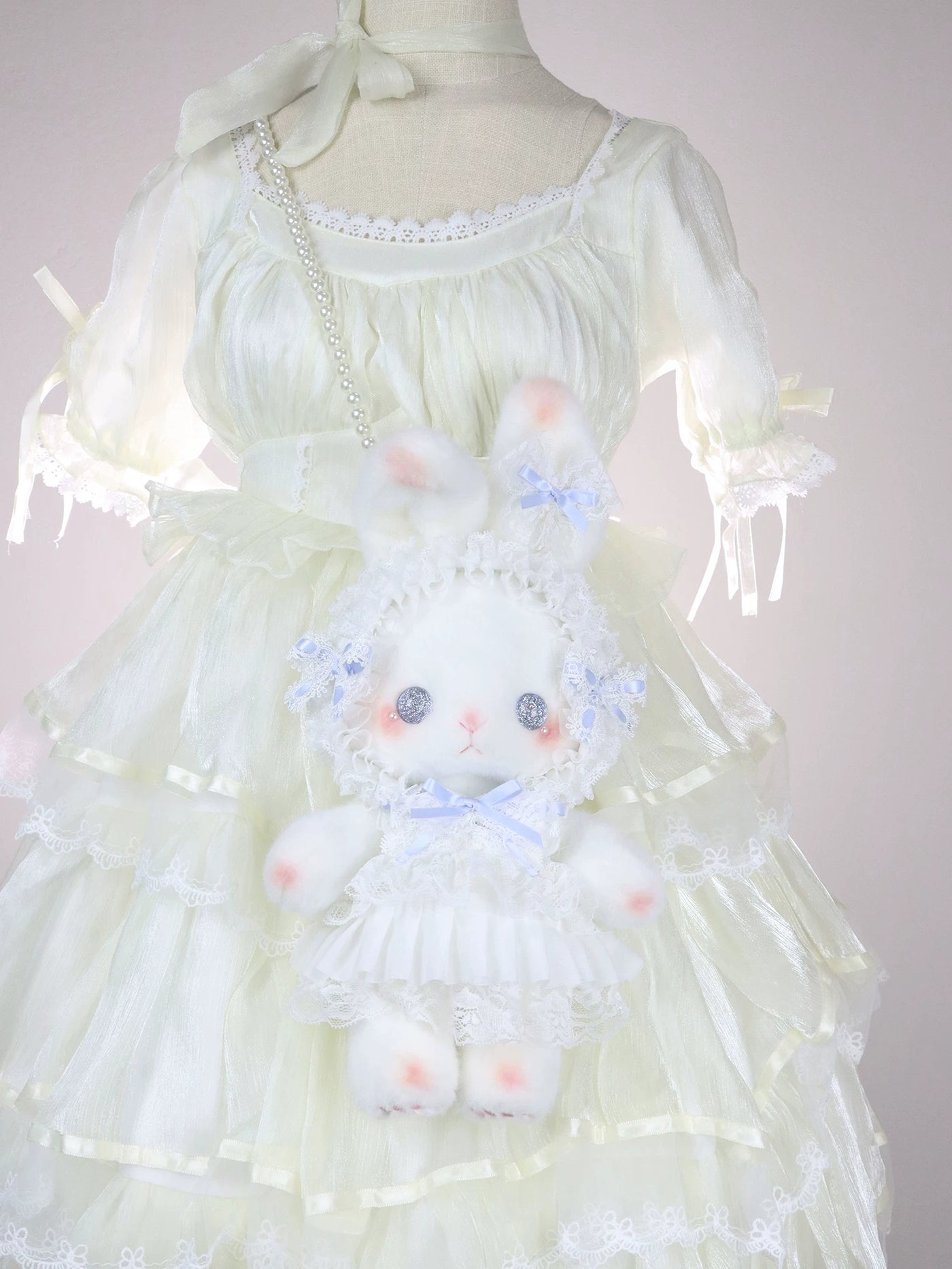 BearStar - Upright-Ear Bunny - Blue Bow Bag
