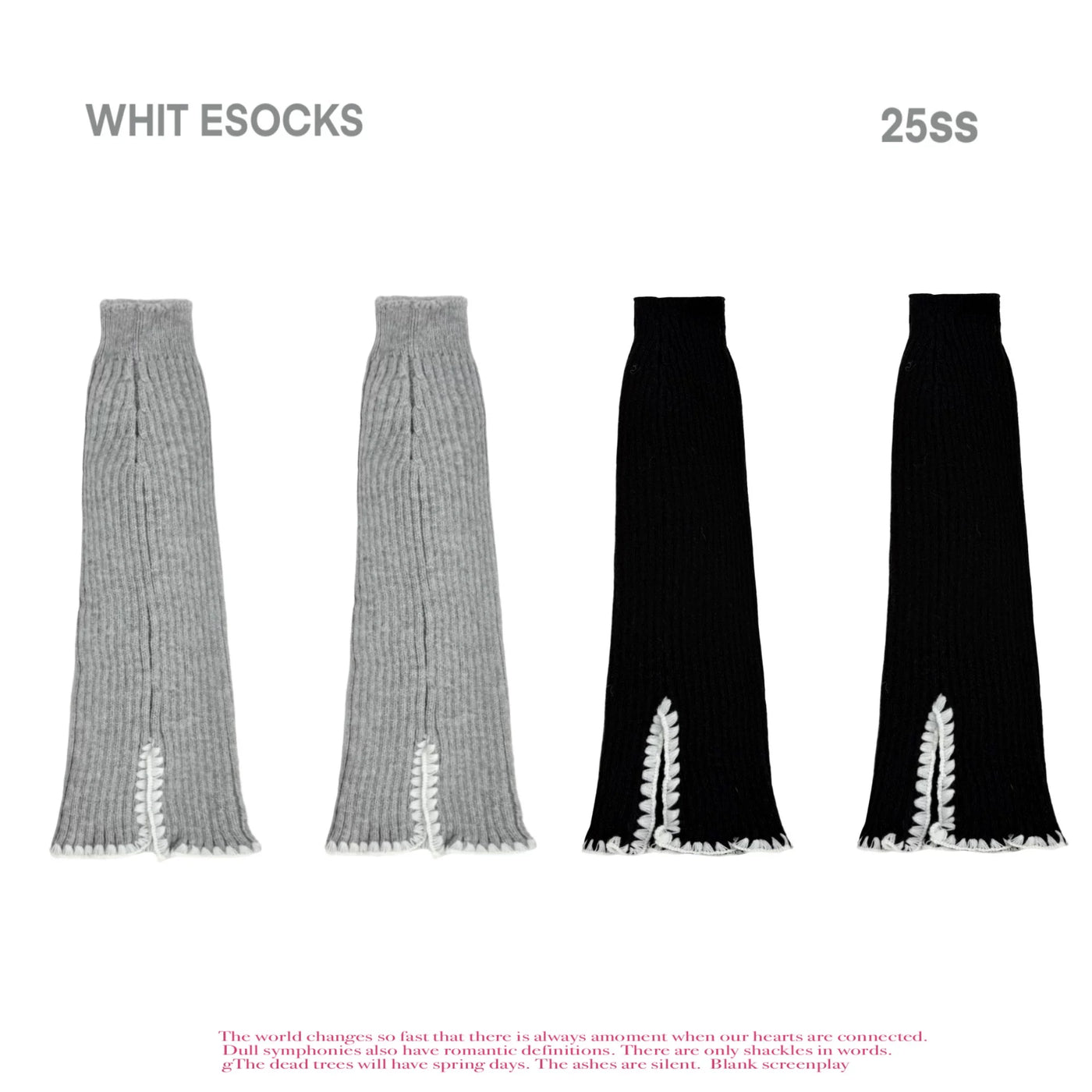 White Socks - Slouchy Rib - Socks with a scrunched ribbed profile and split lace trim