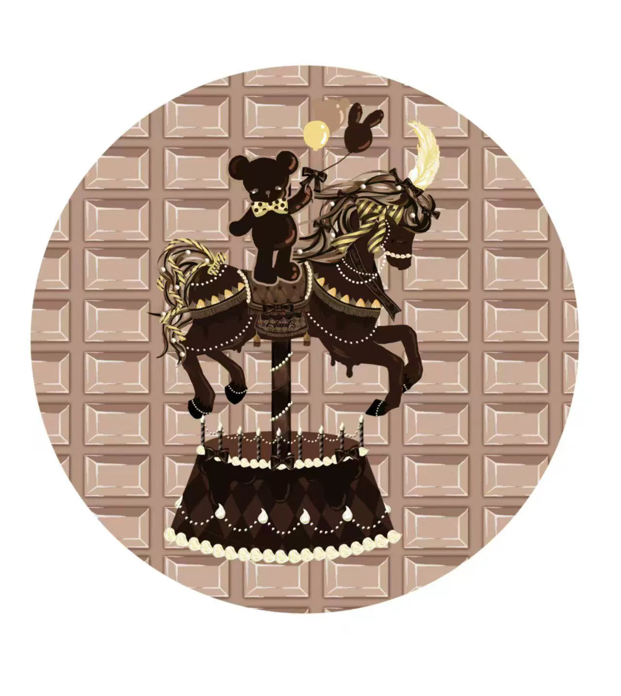 Chocolate Carousel - Peter Pan Collar Old School Lolita JSK Dress, Carousel Print 43764:785957