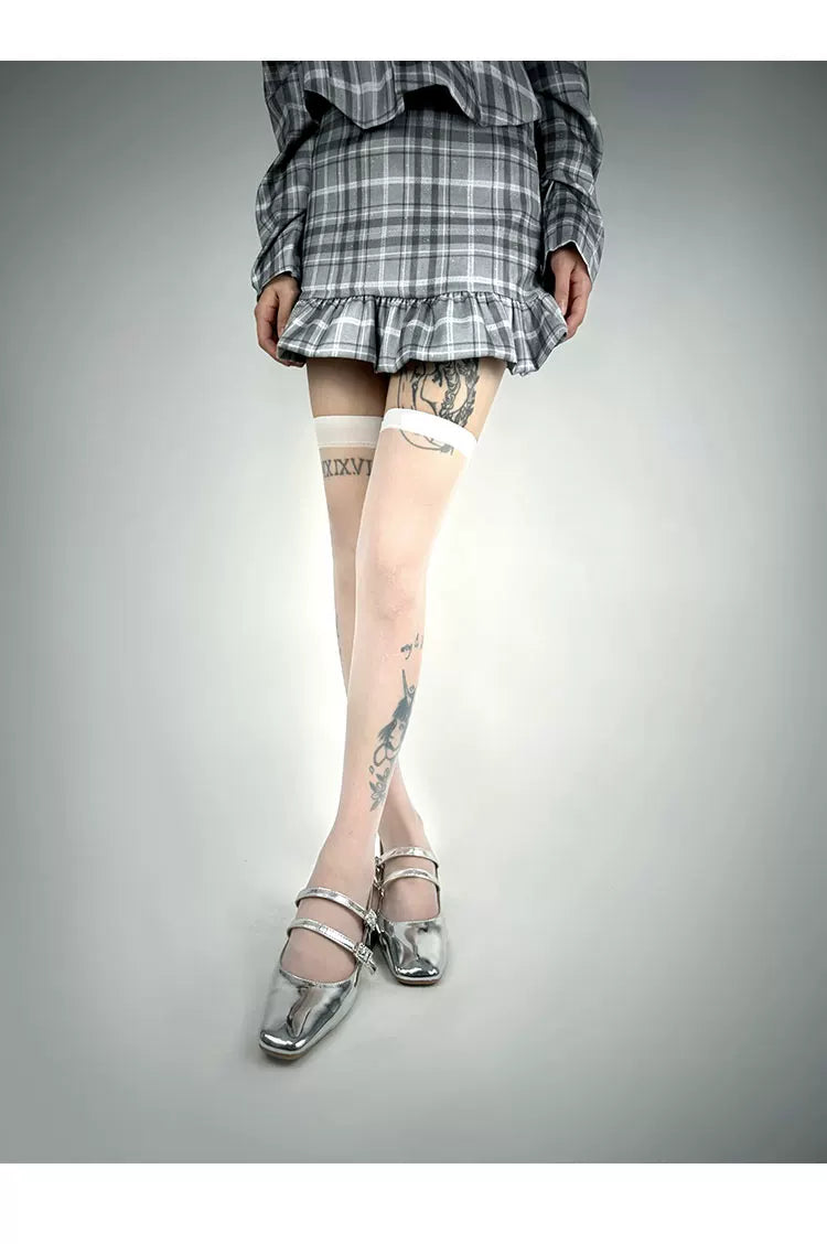 White Socks - Classic Sheer Line - Plain Sheer Stockings in Two Lengths