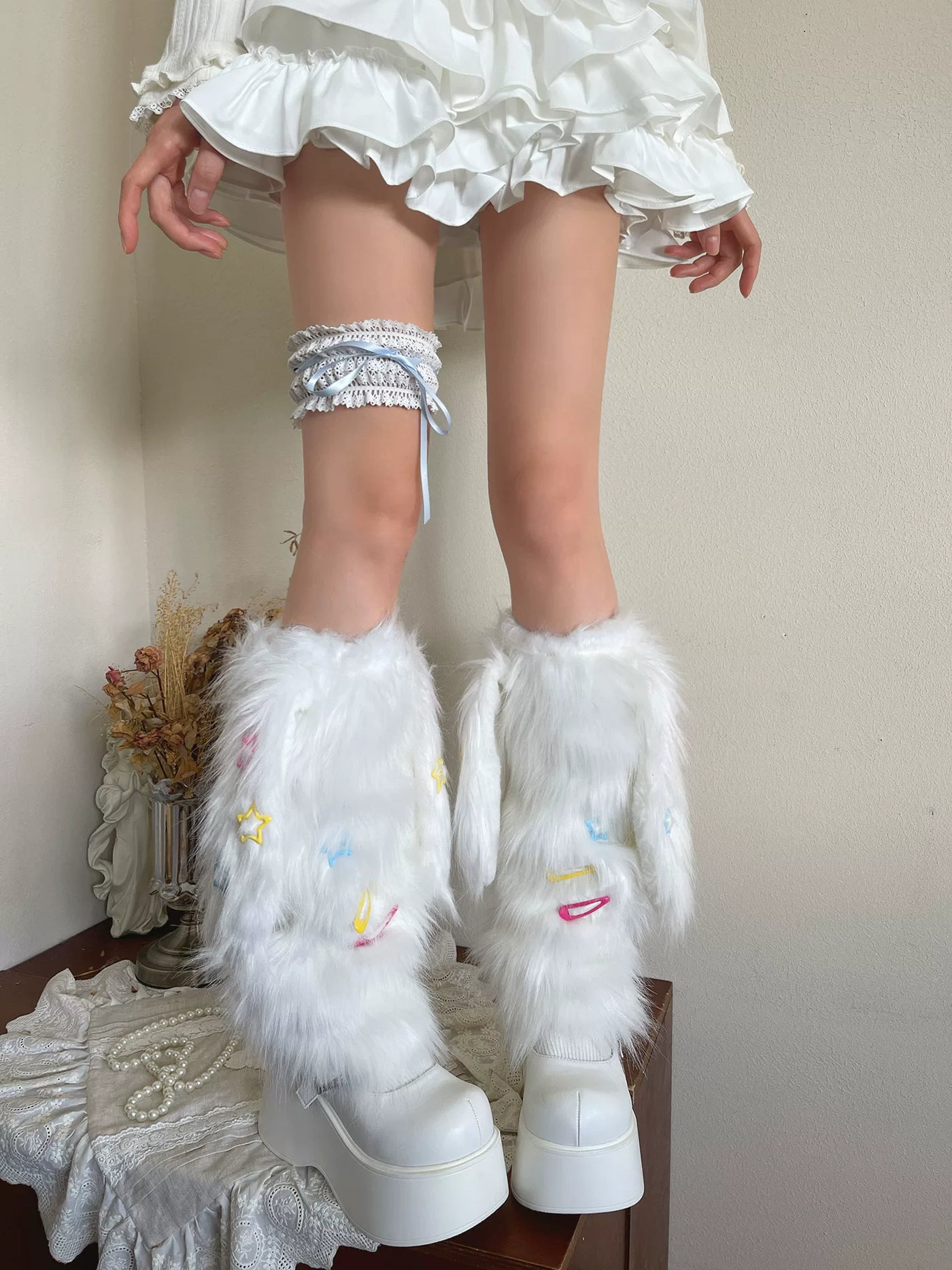 Sock Noble - Y2K Bunny-Ear - Fuzzy Leg Warmers or Thigh Garter