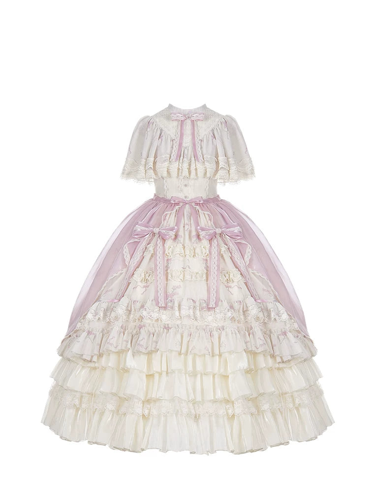 With PUJI - Nanke - Edwardian Collar Classic Lolita OP Dress Outfit detail view 5