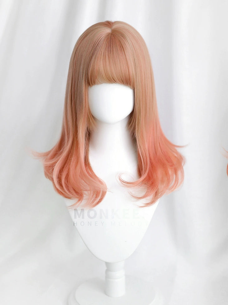 Spot MONKEEP Monkey Bajia, Flower Language Leaf 45CM Pear Blossom Air Curl Multi-layer Medium and Long Wig