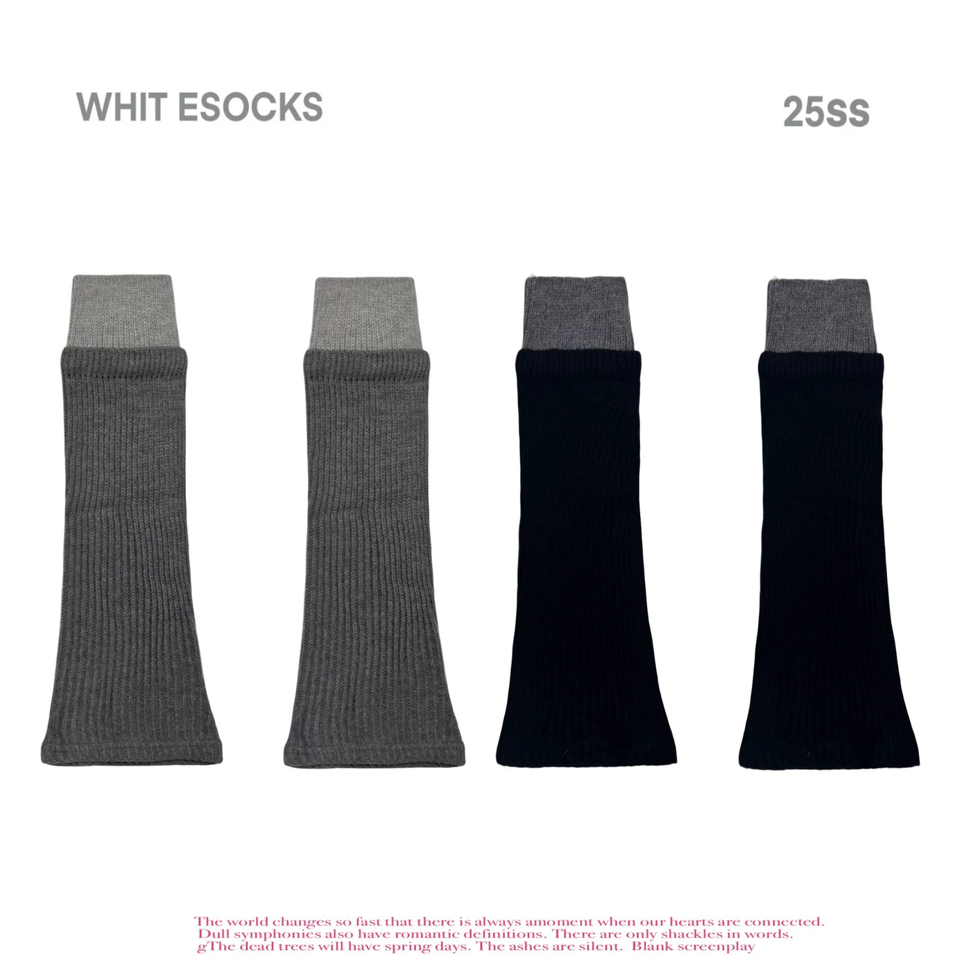 White Socks - Maillard Color Block - Ribbed Mid-Calf Leg Warmers