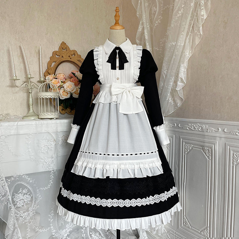 Your Princess - Maid Lolita Puff Sleeve Black Dress - OP Dress