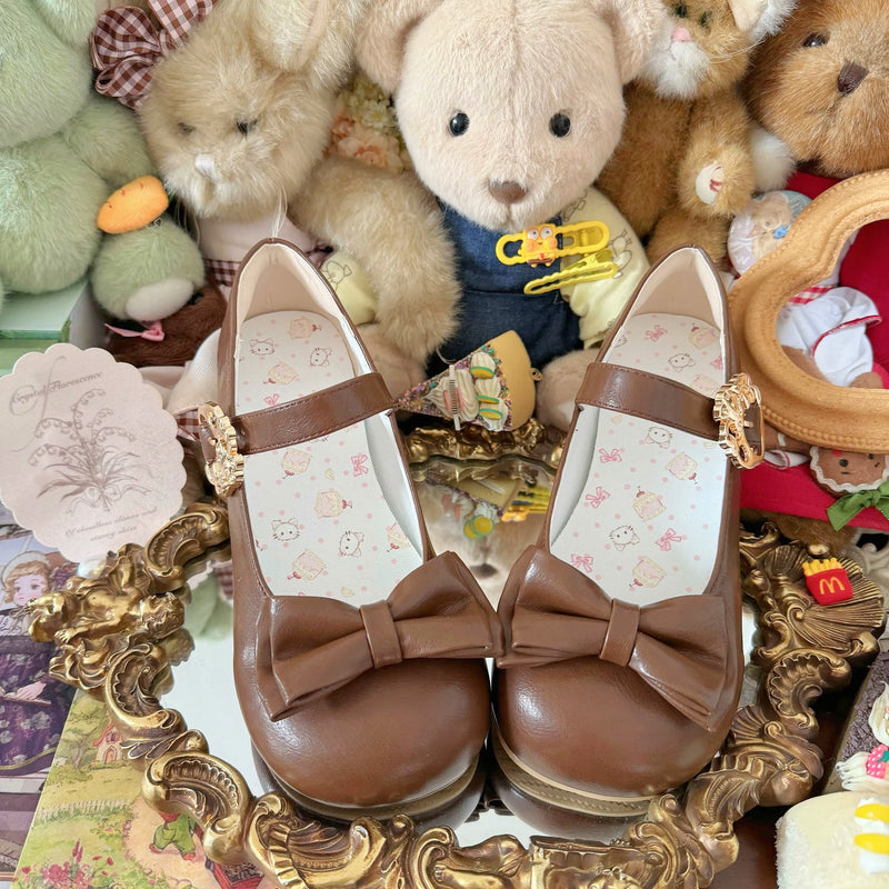 Kitten Toast – Sweetheart Bow – Low-Heel Mary Janes in Smooth Brown — product photo 9