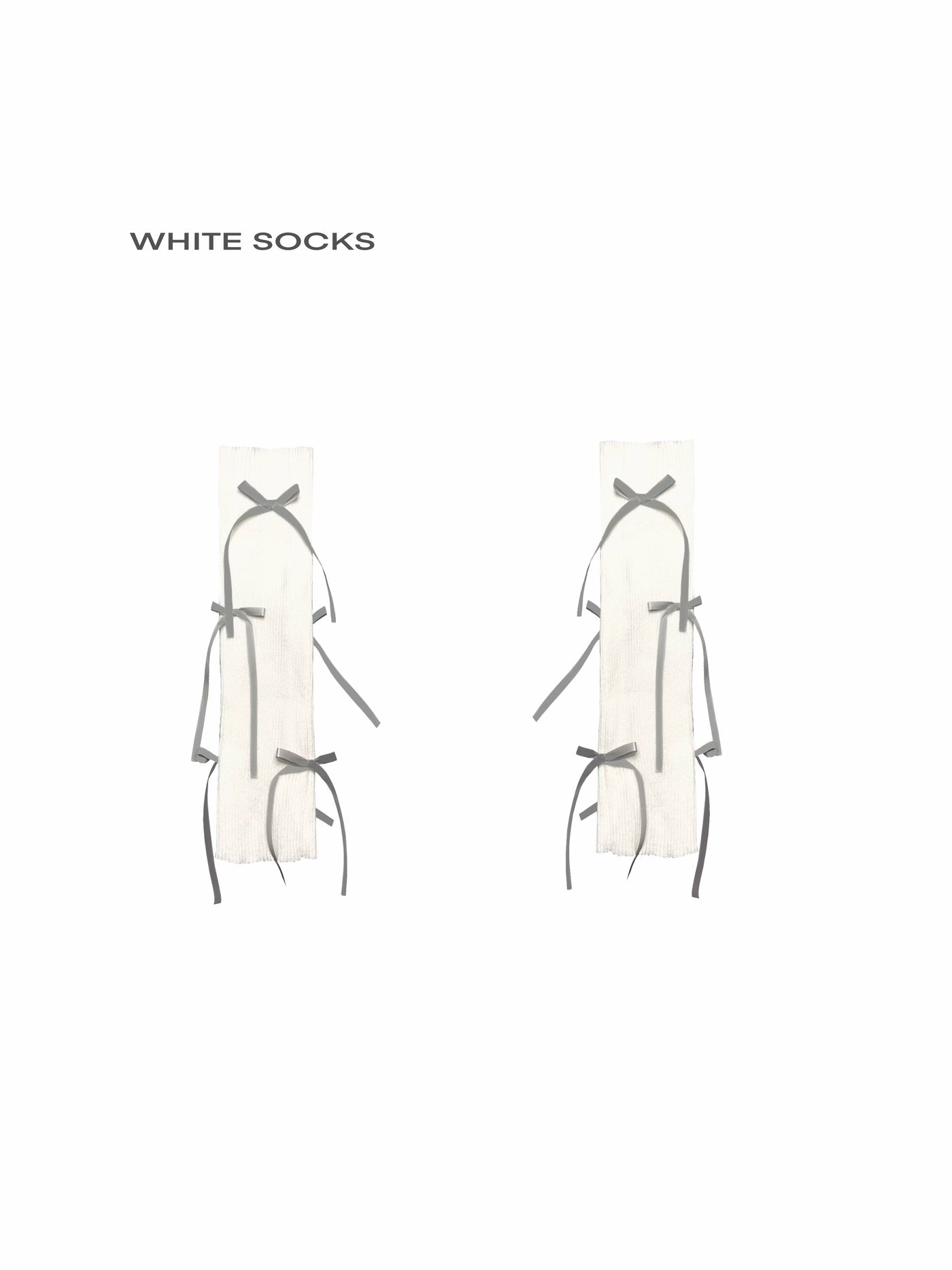 White Socks - Ribbon Ruche - 30 cm Scrunch Socks with Ribbon Ties