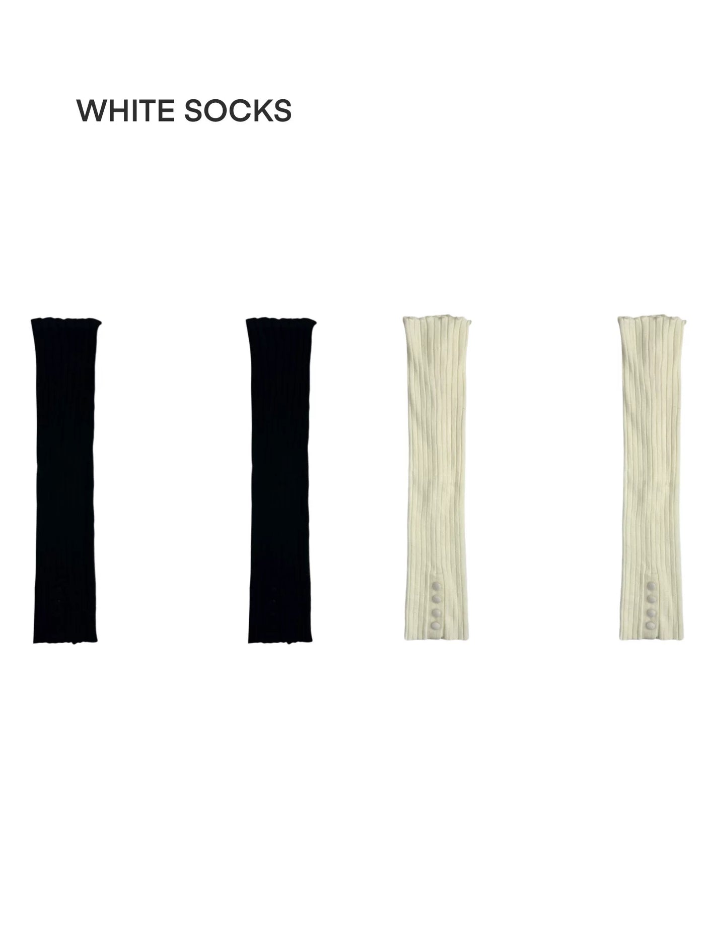 White Socks - Ballet Tie - 60 cm knit calf socks with long tie details