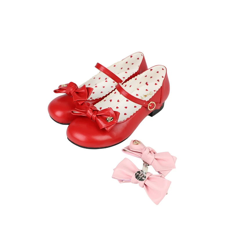 Sheep Puff Valentine rounded bow shoe clips accessory featuring a cute sheep puff design on a pink bow for shoes or accessories.