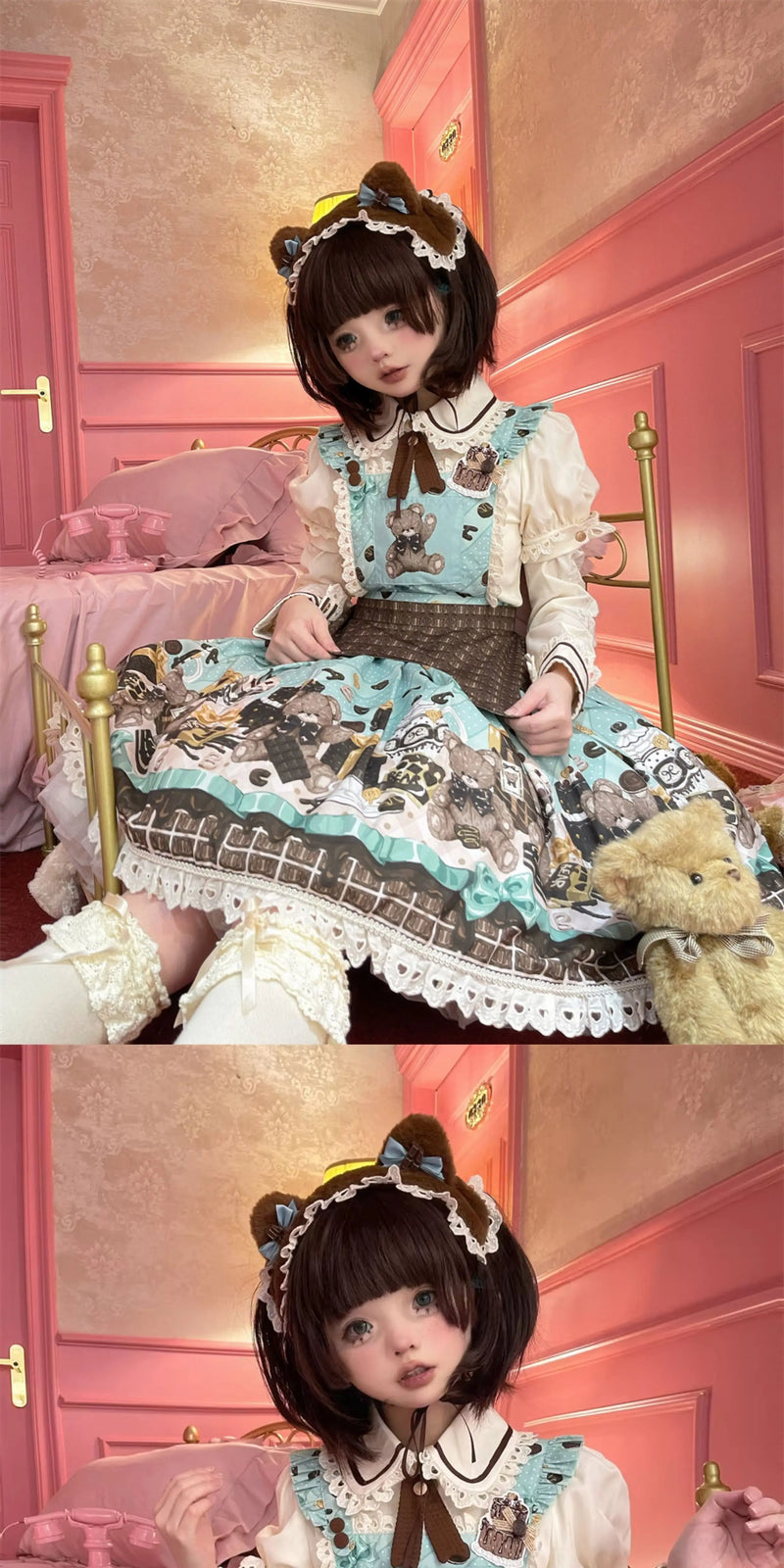 Pumpkin Planet - Mint Chocolate Bear Party - JSK with a teddy-bear print