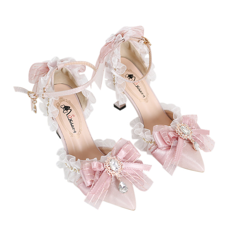 Xiaogui - Wedding Lolita Pointed Toe High - Heels Shoes Shoes