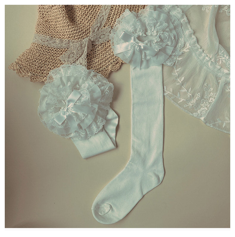 WAGUIR - Cotton Lolita Bow Socks with - Layered Lace Trim Socks