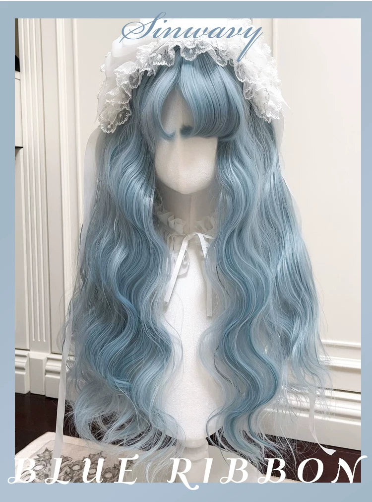 Ice blue long curly Lolita wig - view 6