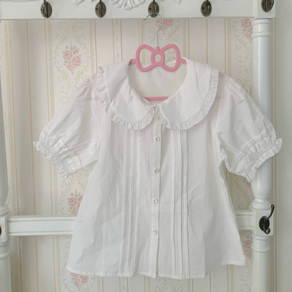 Chubby Cat Diary - Plus Size Peter Pan Collar Cotton Blouse