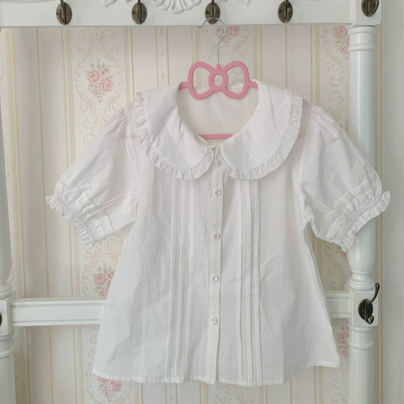 Chubby Cat Diary - Plus Size Peter Pan Collar Cotton Blouse