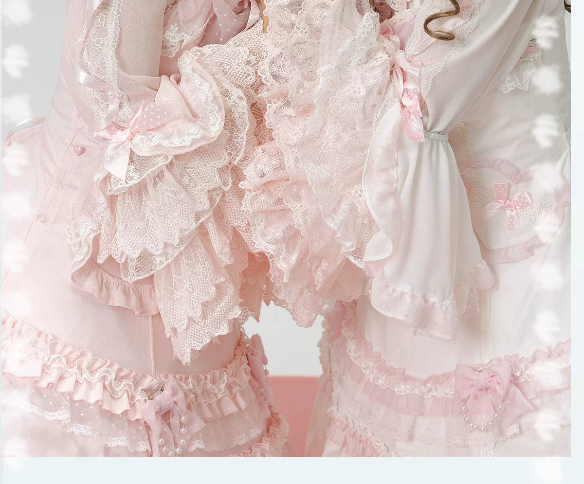 Galette Bunny - Pearl Ribbon Hime - Long-Sleeve Blouse with Lace and Ribbon Details
