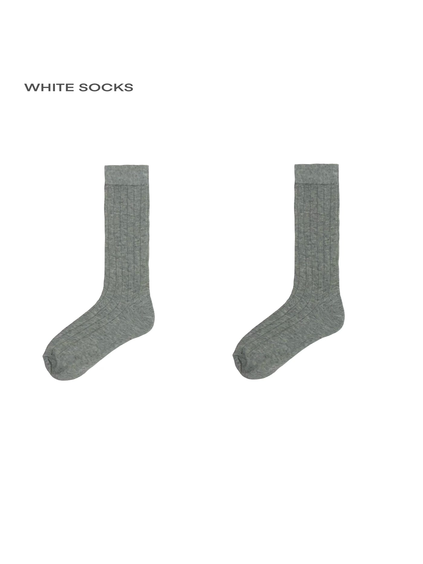 White Socks - Vertical Stripe - Ribbed Calf Socks with Slouch Folds
