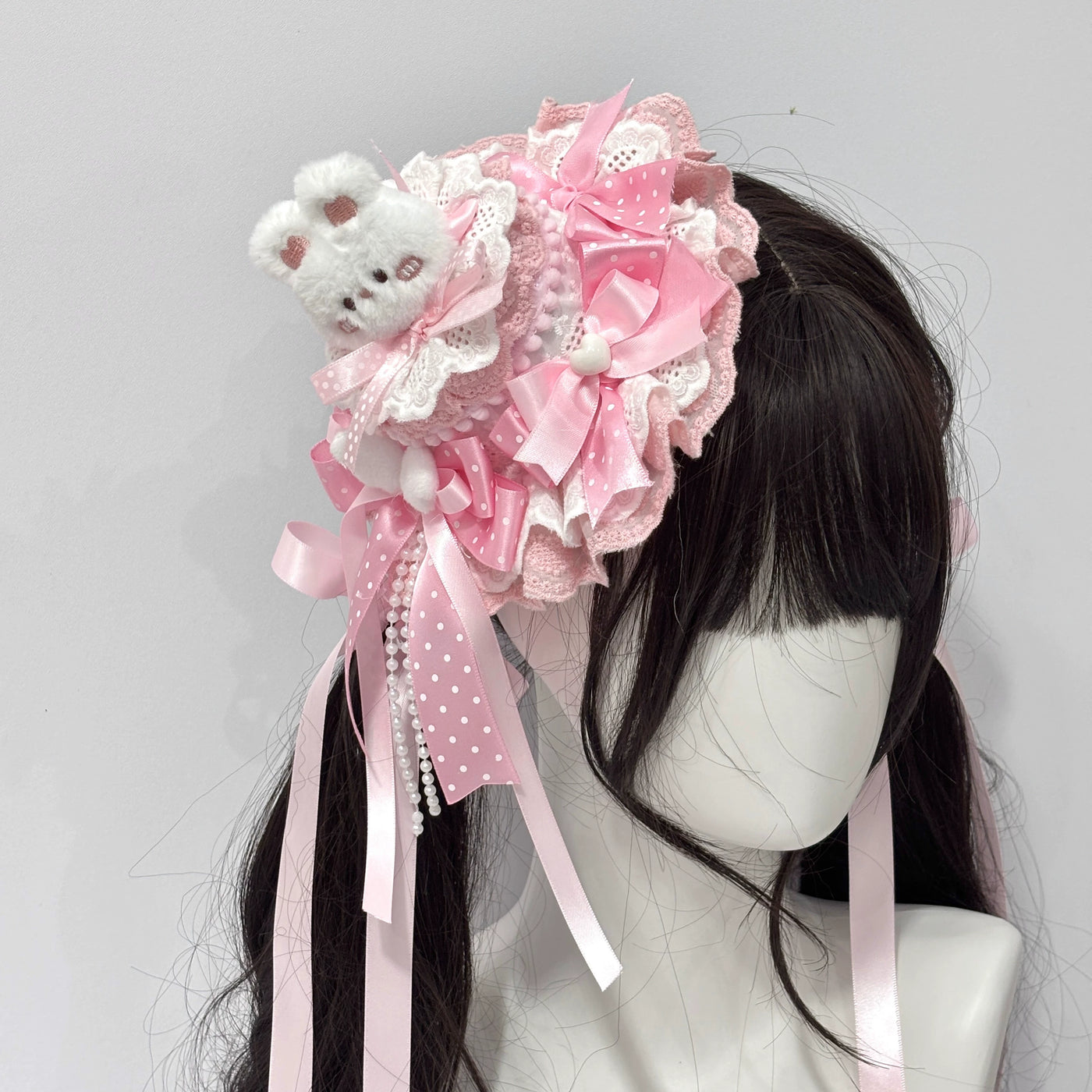 Cat Tart - Rabbit Girl - Small Top Hat or Side Hair Clip with Ribbon Bows