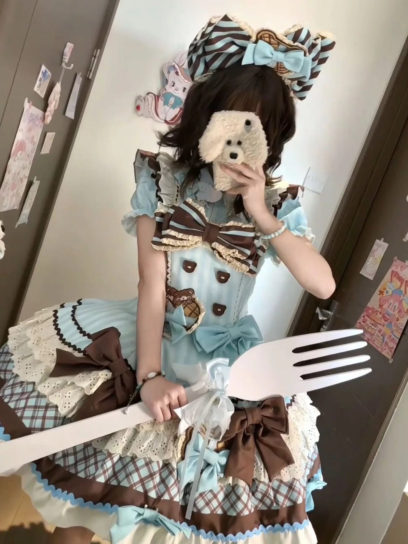 White Sugar Girl - Sweet Lolita Teddy Bear Dress - One-piece Sweet