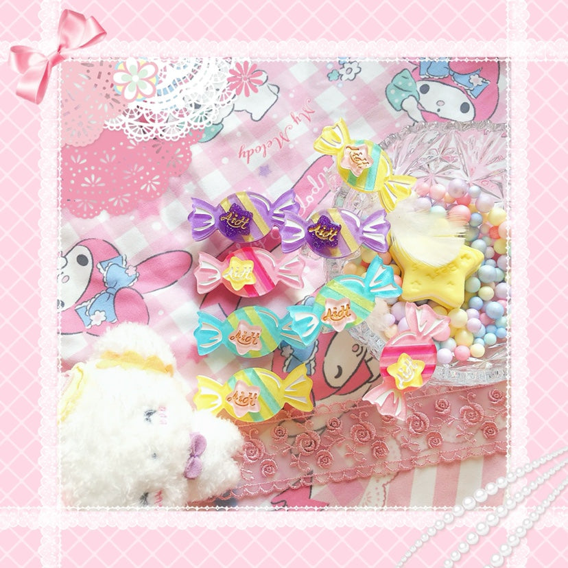 Halloween Alice - Rainbow Candy - Sweet Lolita candy-shaped ring, brooch or hairclip with star details - product detail 3