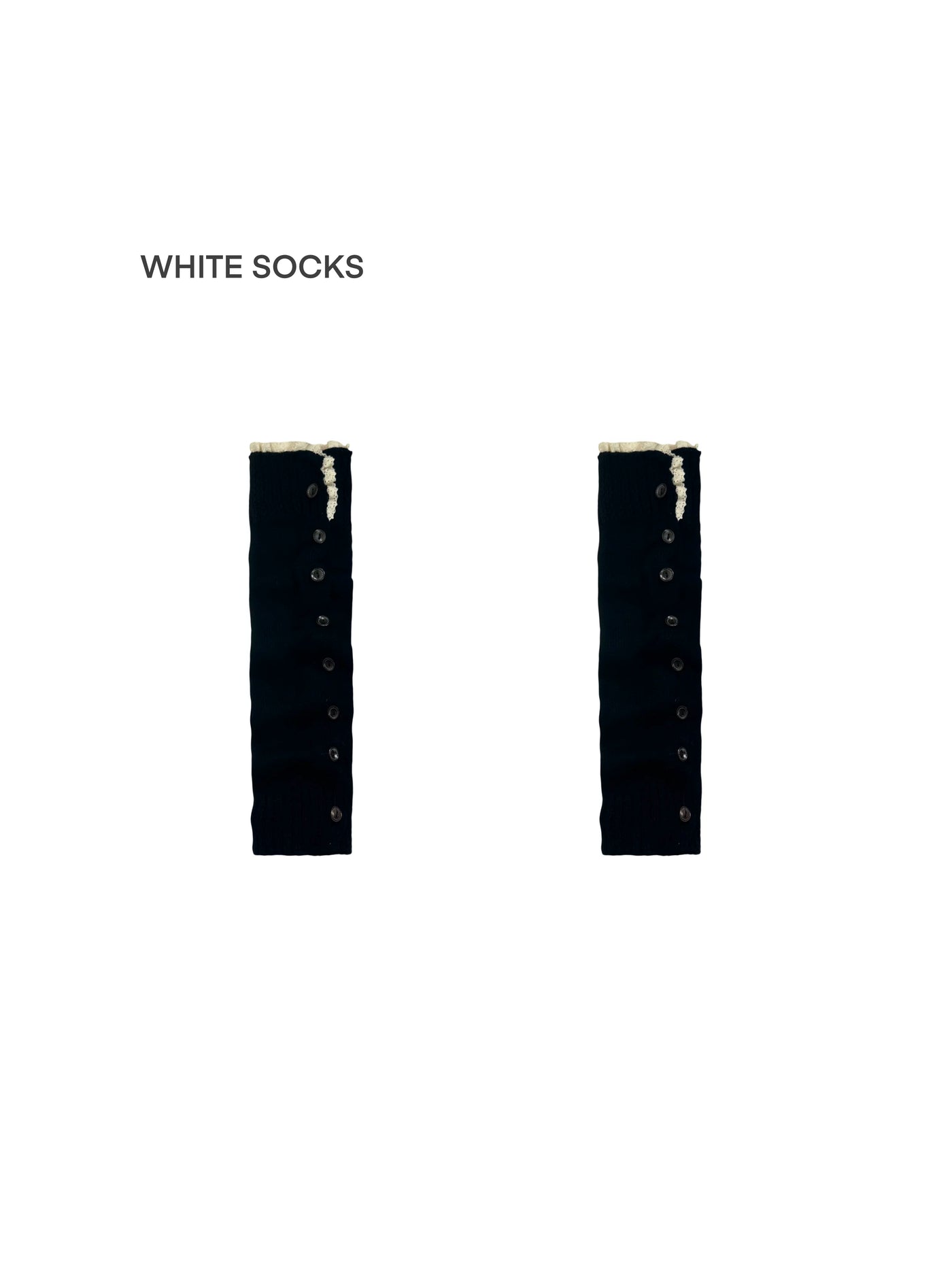 White Socks - Buttoned Scrunch Knit - Knit Leg Warmer Socks with Lace Trim and Buttons