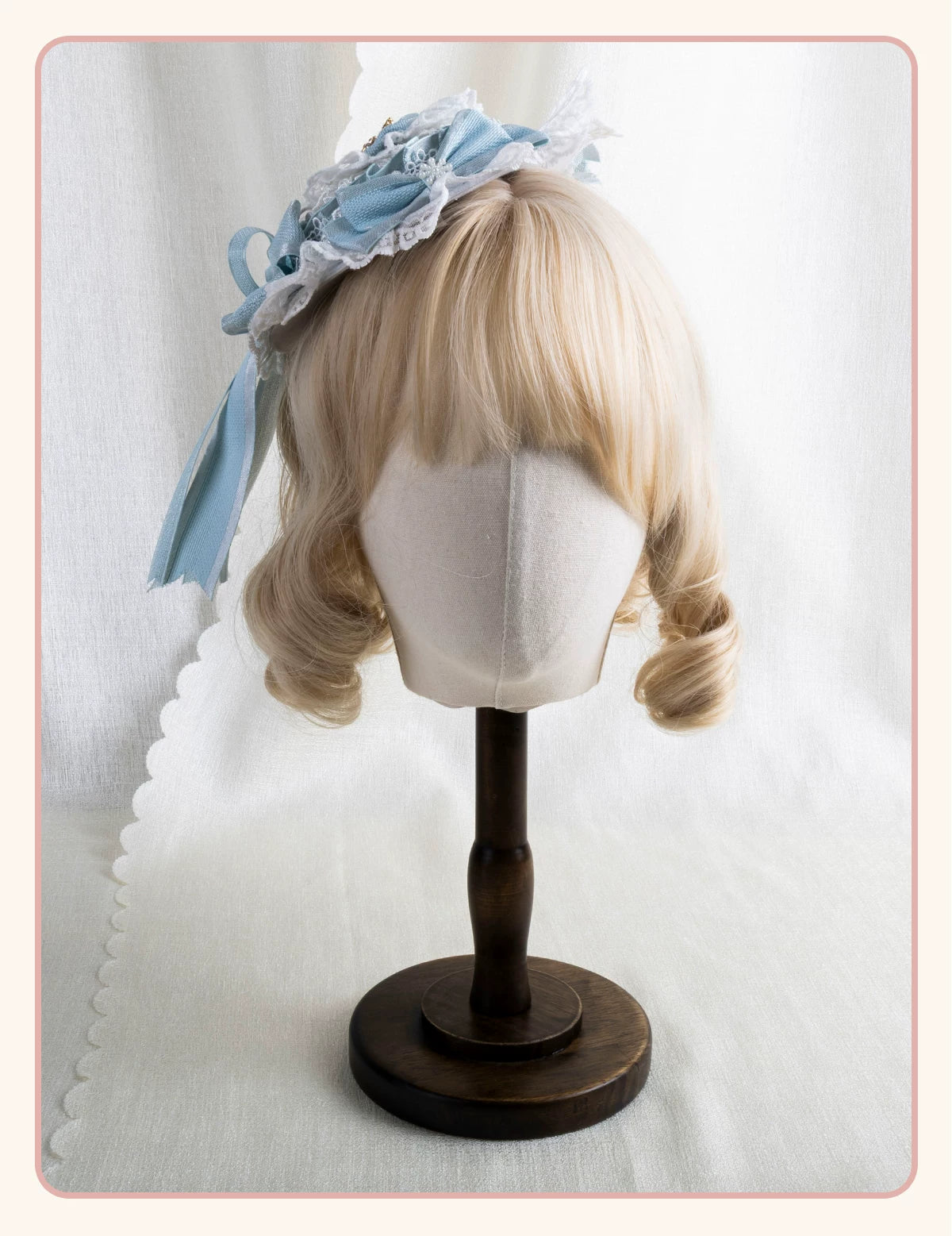 Stardust Rose - Christmas Lace - Lace Headwear with Layered Blue Bows