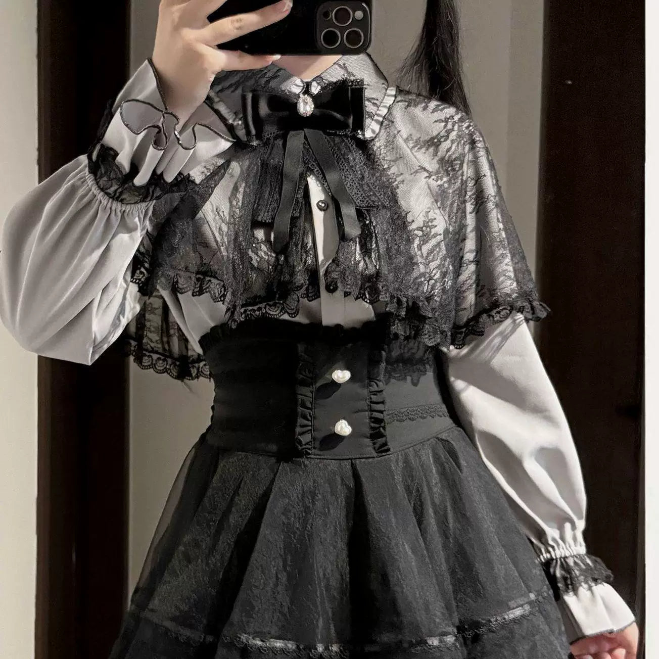 Sweetheart Dream Machine - Lace Cape Set - Two-Piece Lolita Set with Lace Cape Top