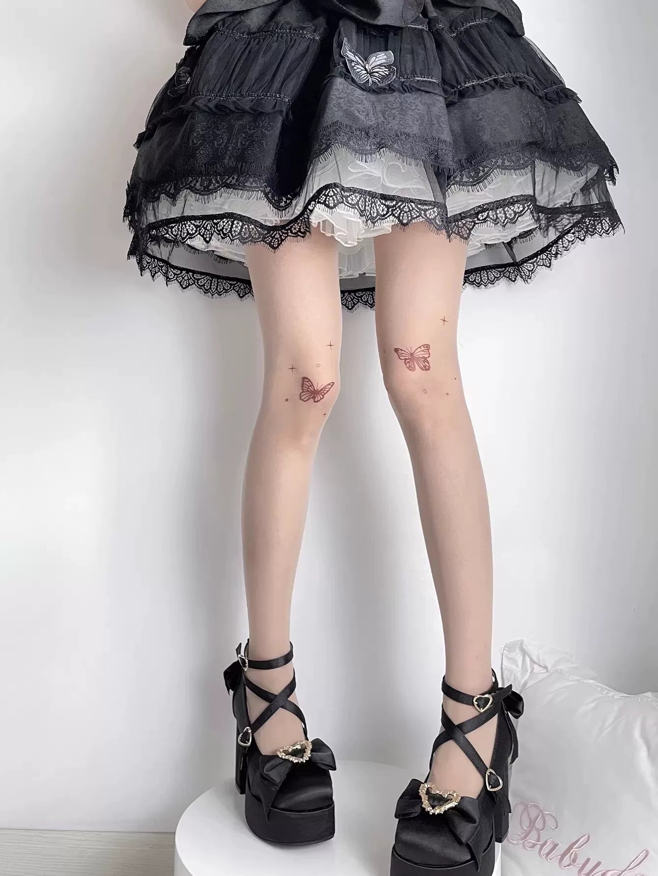 Fantasy Doll - Butterfly Illusion - Skin-Tone Pantyhose with Butterfly Motifs