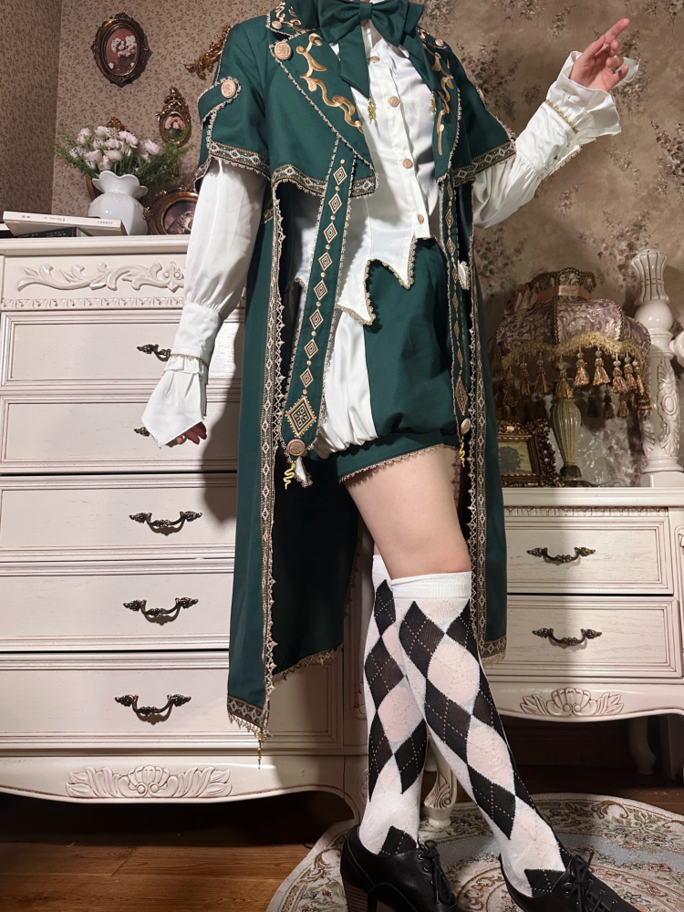 Letters from Unknown Star - Divine Envoy - Ouji Lolita Shorts Suit Military Lolita Coat and Shirt