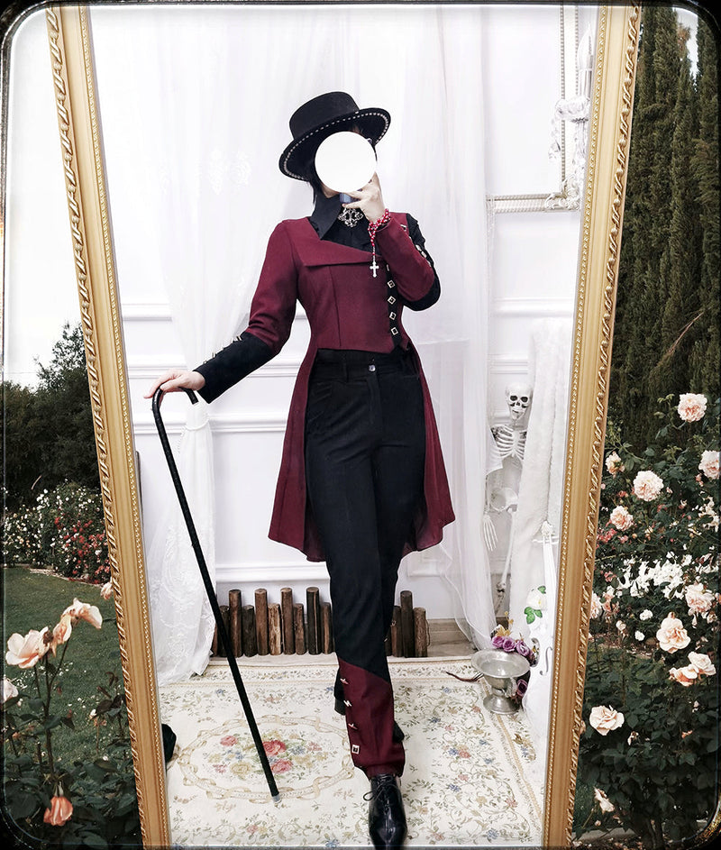 Princess Chronicles - Red and Black - Retro Ouji Lolita Handsome Black Pants