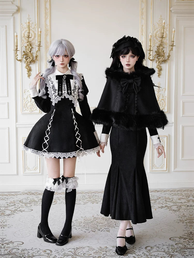 With PUJI - Rose Doll - Gothic Lolita Short OP, Mermaid Dress detail view 3
