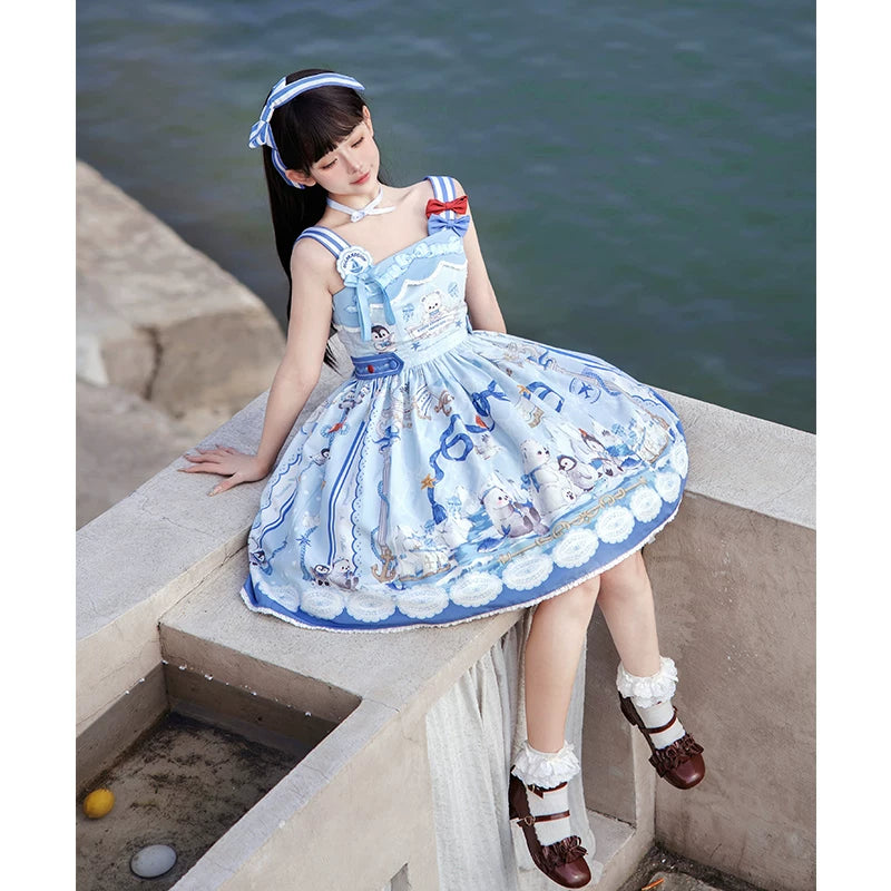 Inmorelli - Penguin Navy - Navy OP / JSK Dress with Penguin-and-Nautical Motifs