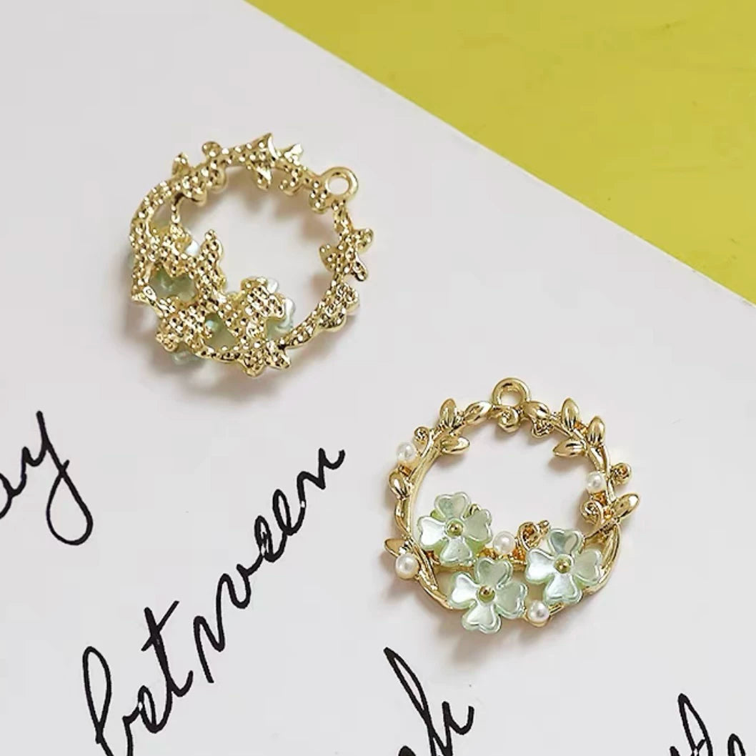 Independent Brand - Verdant Eternal Garden - Floral Wreath Necklace with Pearl Accents