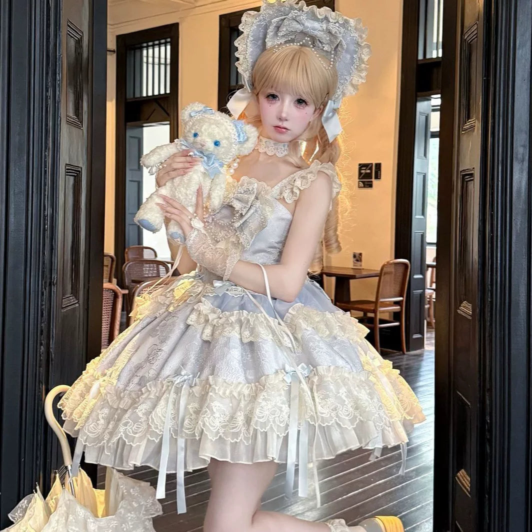 Lady Han Flower Heart Love ballet JSK dress by Lolita Fetch, featuring a floral heart design and elegant ballet-style silhouette.