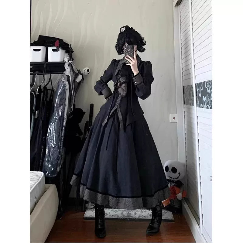 Creamy - Gothic Court - Blouse & Skirt Set with a ruffled front