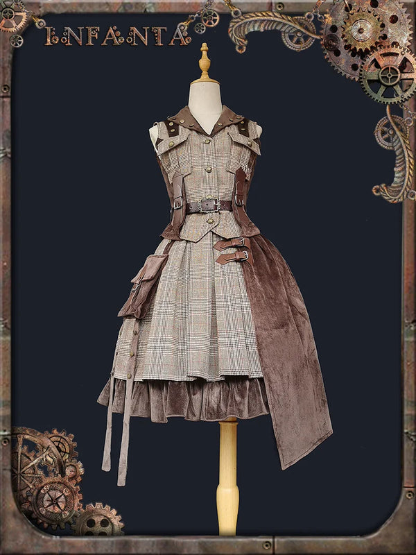 Infanta - Adventurer's Soul - Plaid Waistcoat & Asymmetric Skirt