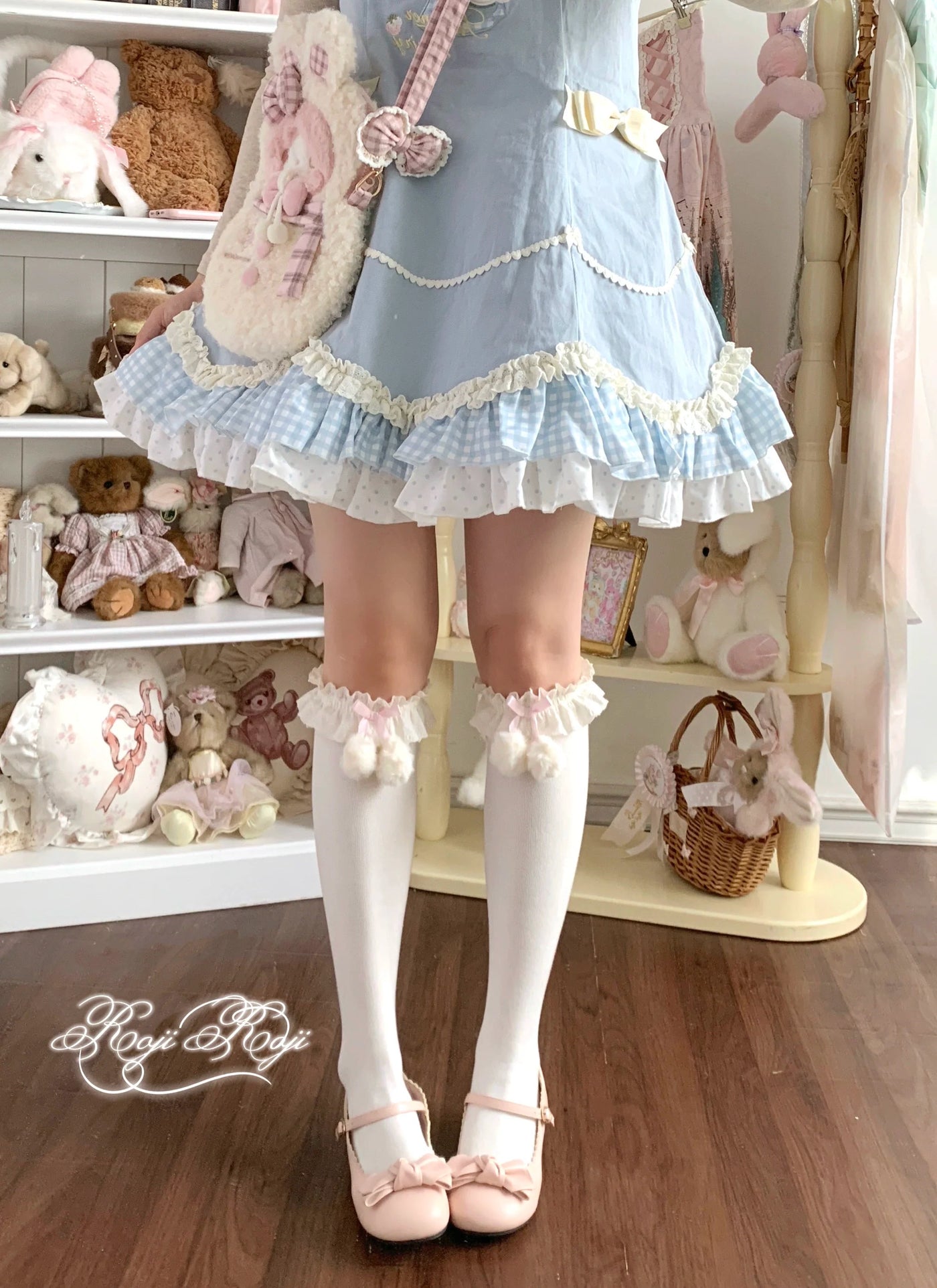 Roji Roji - Lolita Calf & Over-Knee Socks - Pom-Pom Accents Socks
