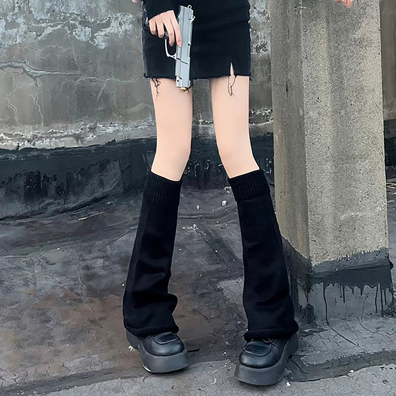 Floral Milk Cat - Chain Bone - Black slouch calf socks with chain and bone details