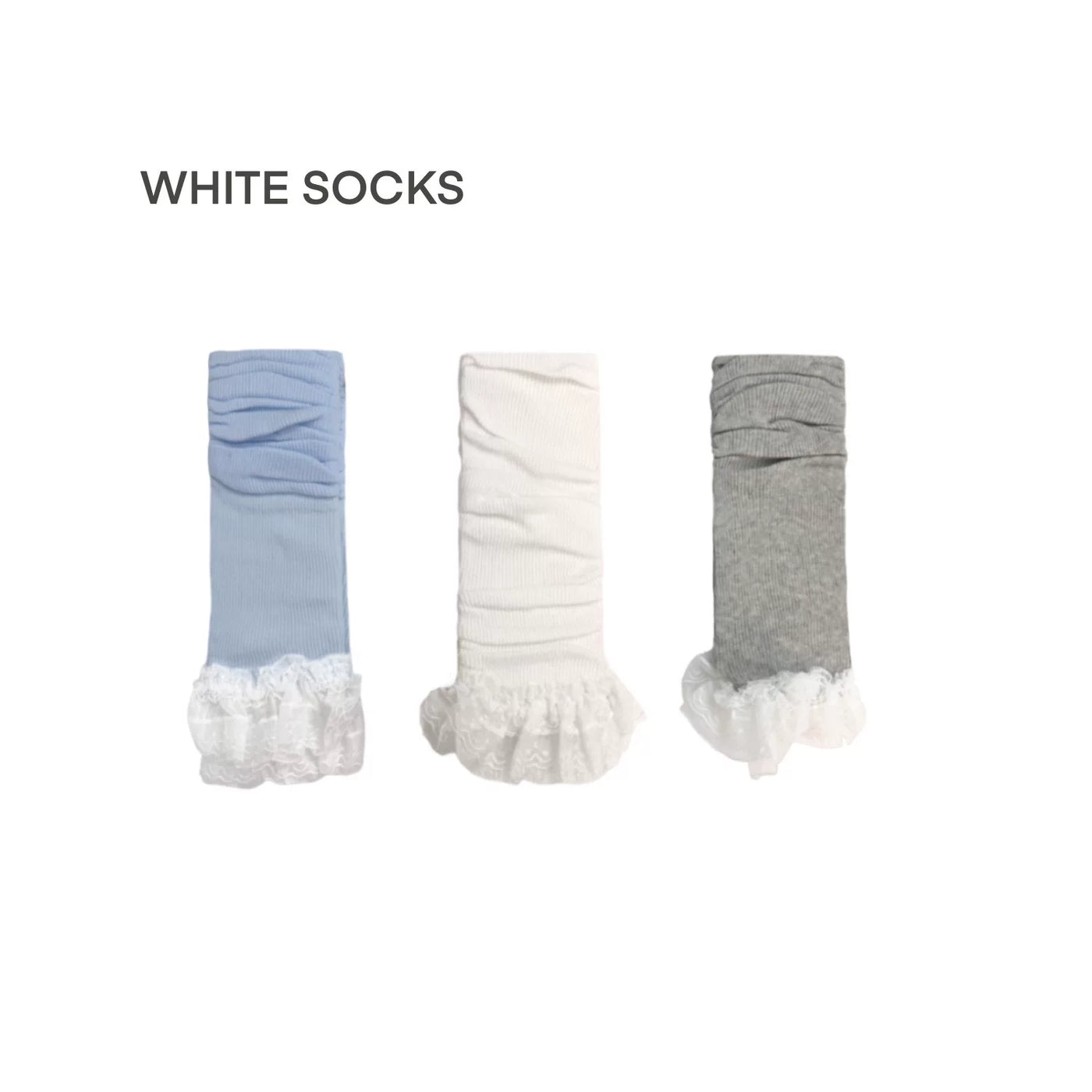 Ribbed Slouch Lace Socks Lolita accessory product view
