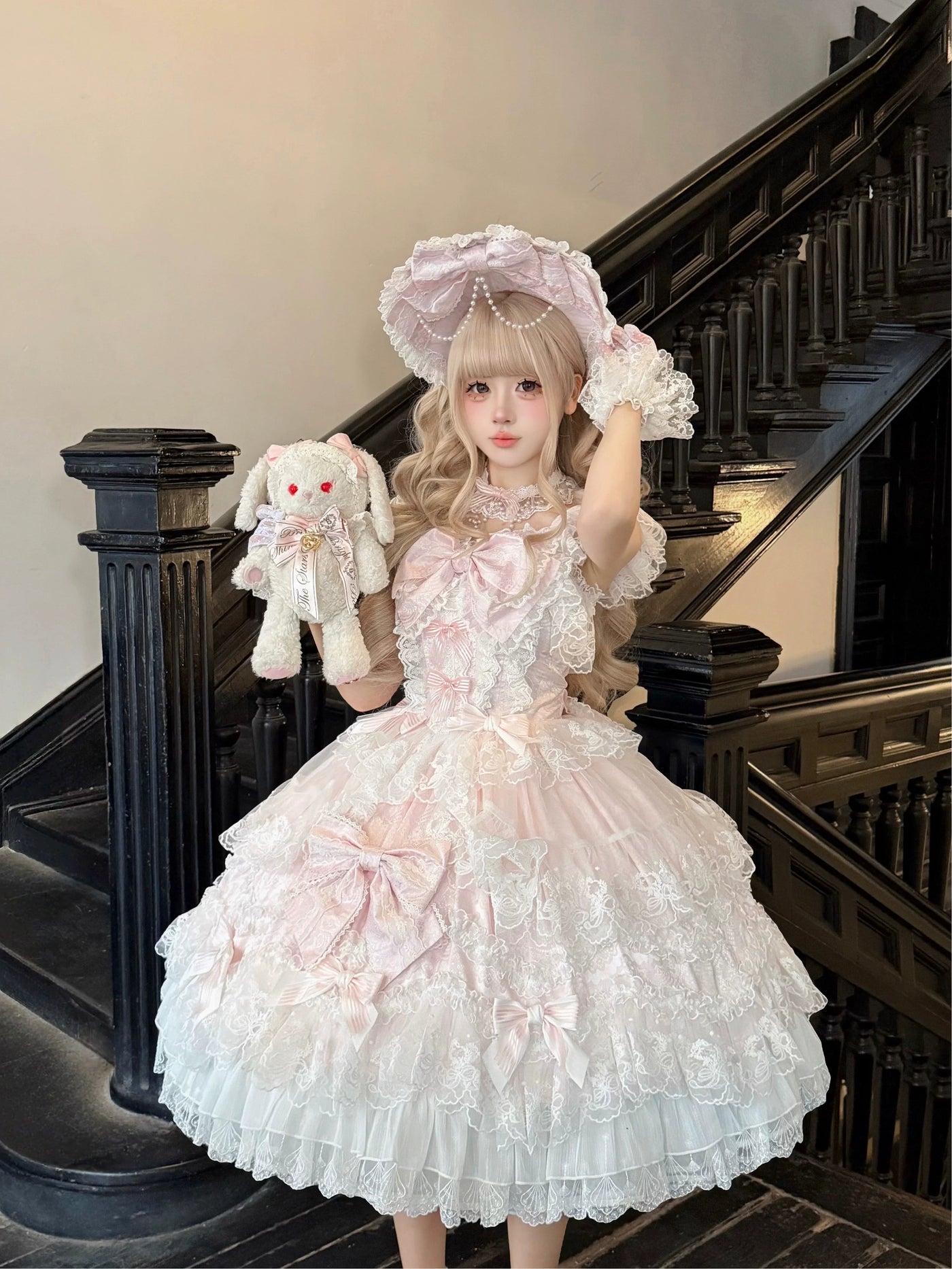 Sugar Girl - Sakura Blossom Dream - Dreamy Sweet Lolita JSK Dress, Abundant Lace & Bows